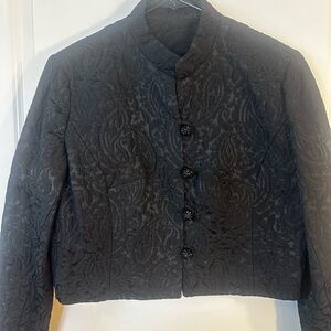 American Vintage Baroque Textured Crop Black Blazer, M/L